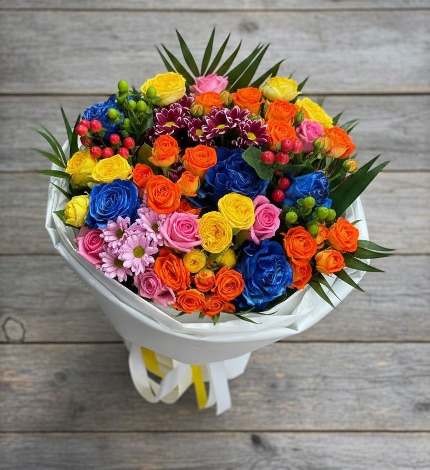 Букет цветов из: Розы и Хризантемы в Анастасиевской