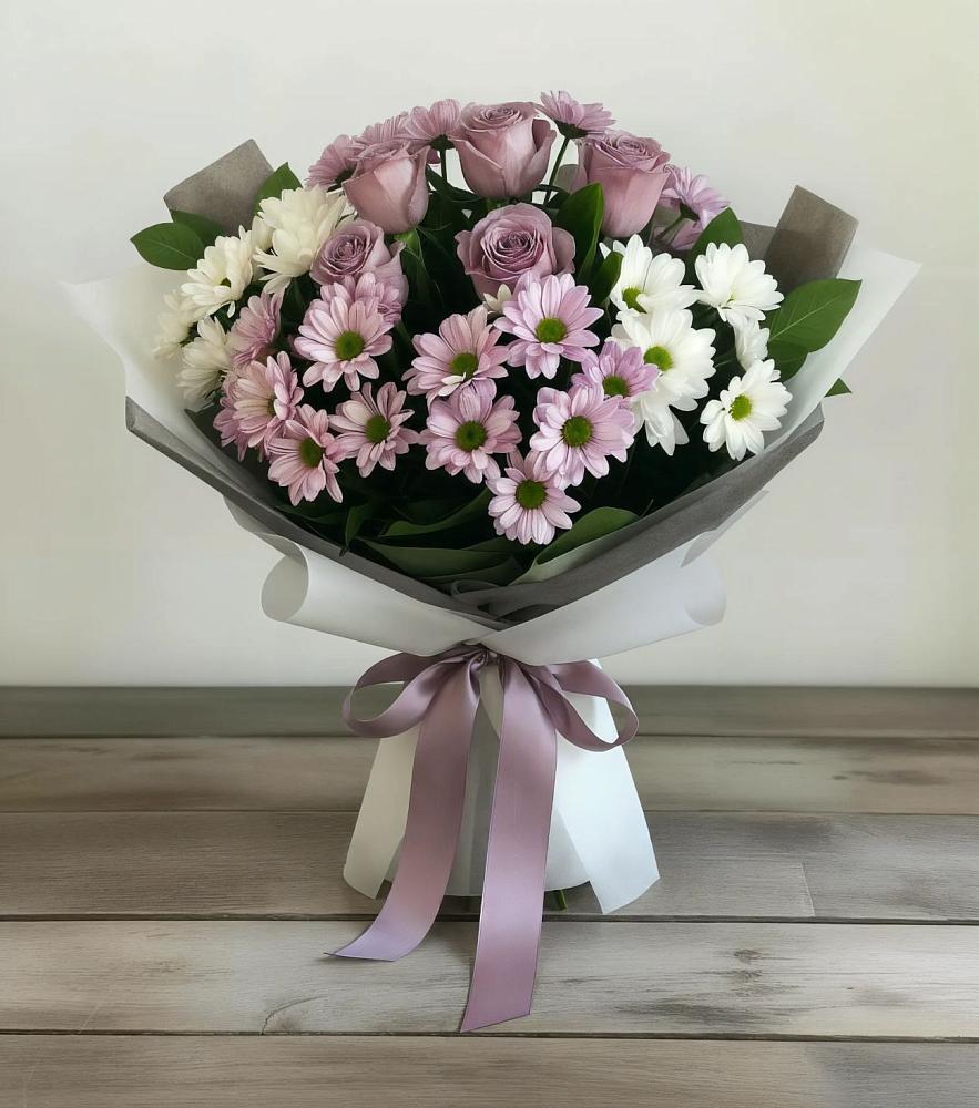 Букет цветов из: Хризантемы и Розы в Анастасиевской