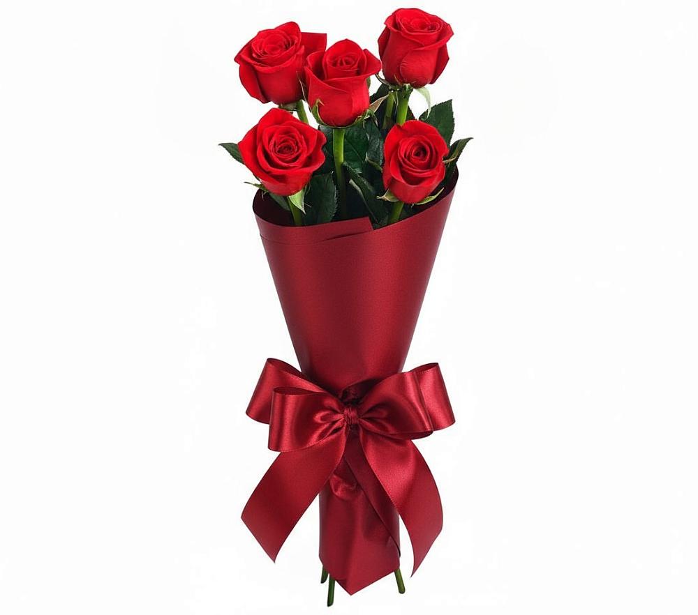 Букет 5 Красных роз Эдлесс Лав в Анастасиевской