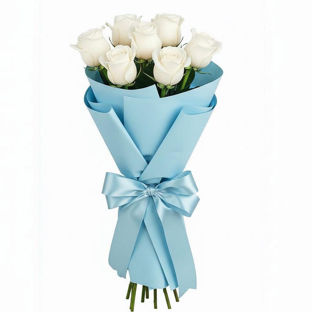 Букет 7 белых роз Проуд в Анастасиевской