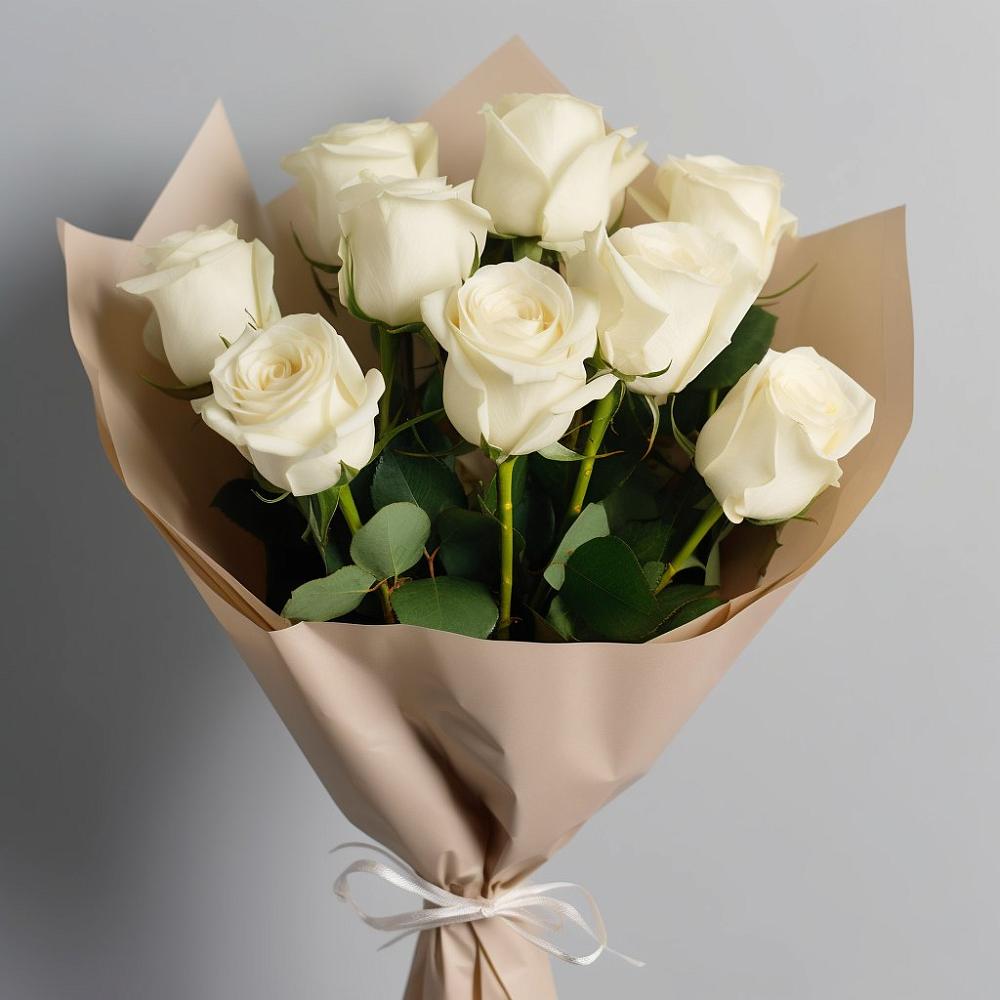 Букет 9 Белых роз Эдлесс Лав в Анастасиевской