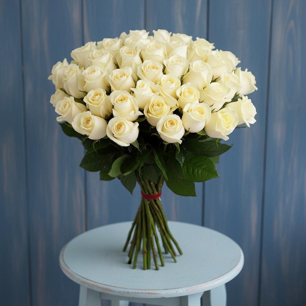 Букет 51 Белая роза Эдлесс Лав в Анастасиевской