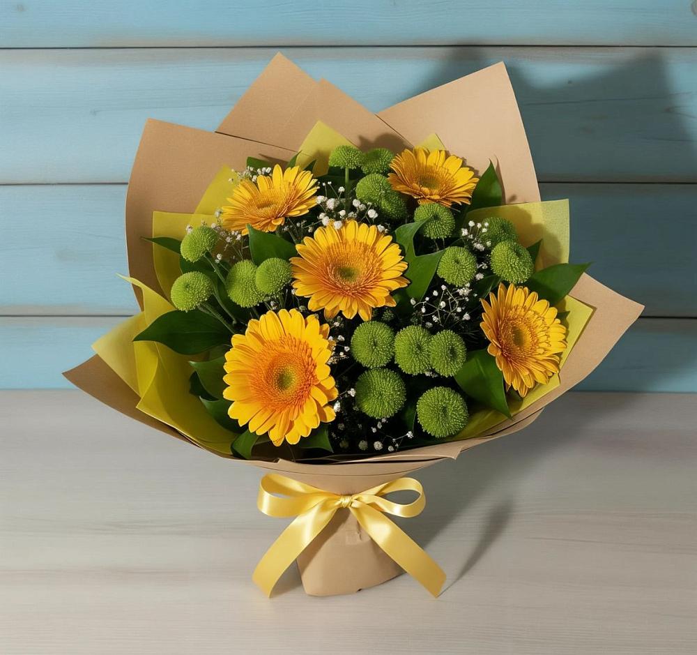 Букет цветов из: Герберы и Хризантемы в Анастасиевской
