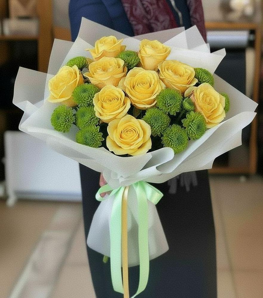 Букет цветов из: Хризантемы и Розы в Анастасиевской