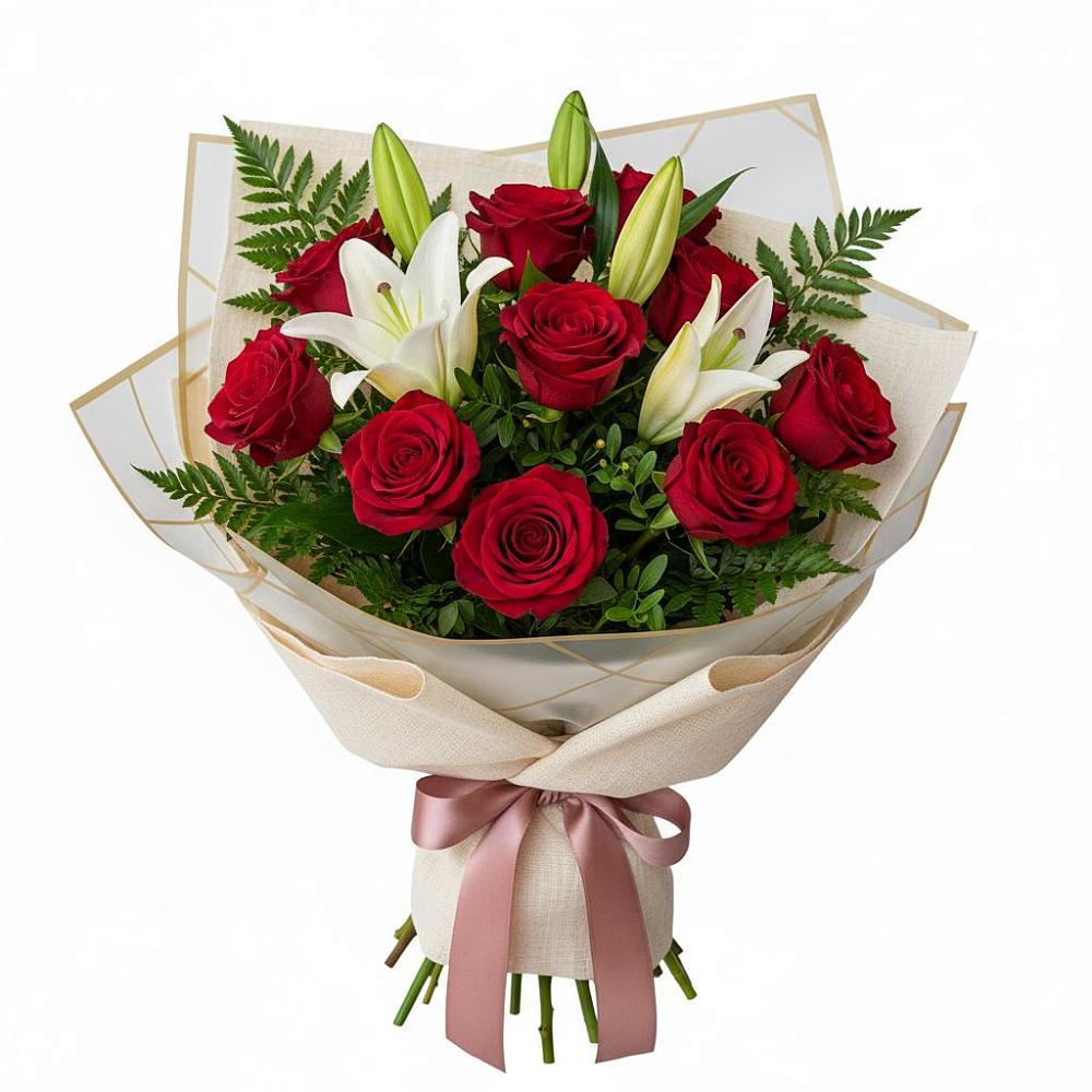 Букет цветов из: Лилии и Розы в Анастасиевской