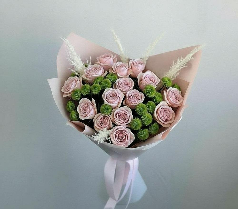 Букет цветов из: Розы и Хризантемы в Анастасиевской