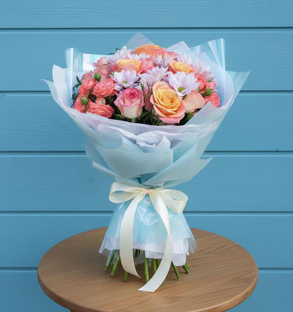 Букет цветов из: Хризантемы и Розы в Анастасиевской